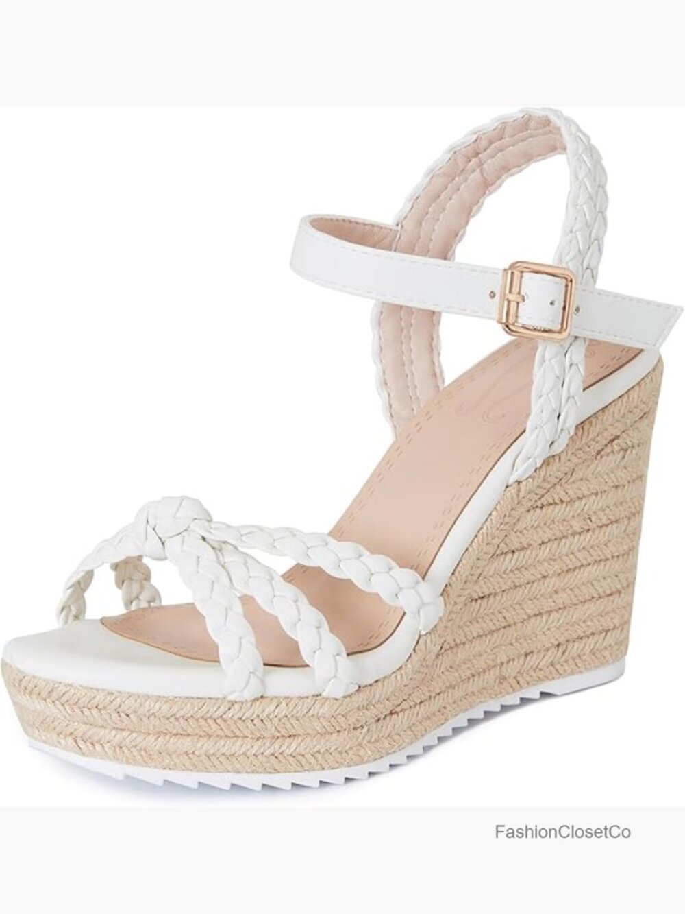Espadrille Wedge Sandals Braided Ankle Strap Open Toe Platform